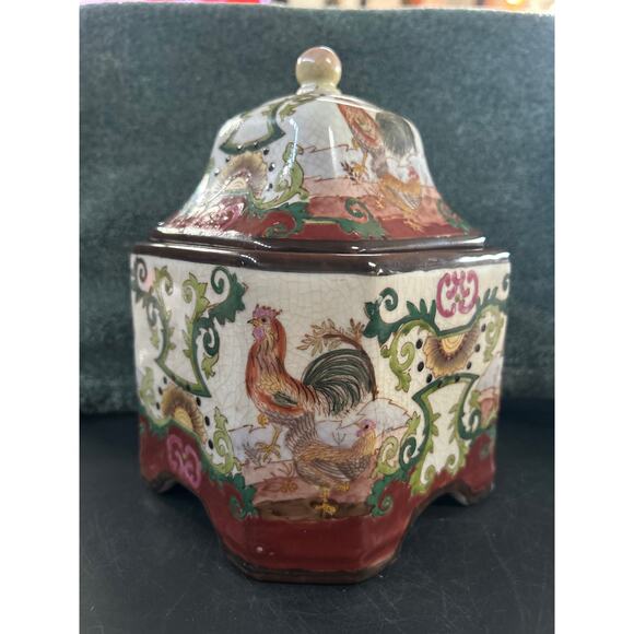 Ginger Jar Vintage Ceramic Asian Vase Rooster Floral Porcelain Vase - Picture 13 of 15